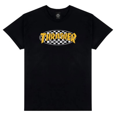 тениска,мъжки,тениски,thrasher,checkered,oval,short,sleeve,t,shirt,black,(black)