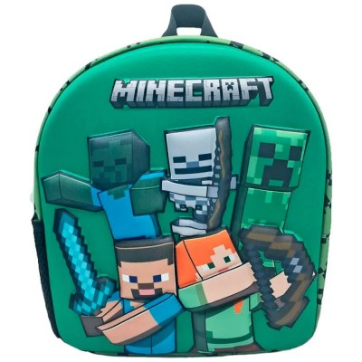 раница,раници,mojang,3d,minecraft,30,cm,backpack,green,(multicolor)