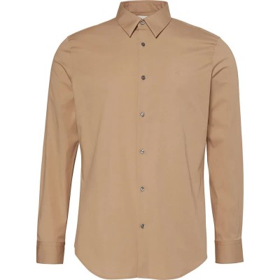 риза,с,дълъг,ръкав,мъжки,ризи,calvin,klein,solid,stretch,slim,fit,long,sleeve,shirt,stonehenge,(beige)