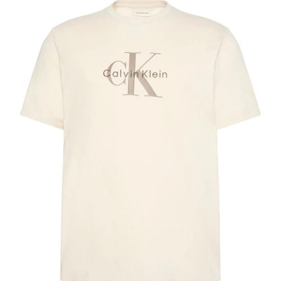 тениска,мъжки,тениски,calvin,klein,jeans,lv04rb862g,short,sleeve,t,shirt,chalk,(beige)