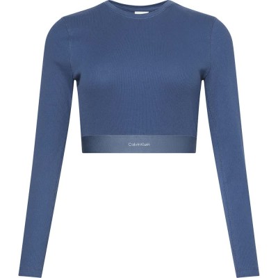 фланелка,с,дълъг,ръкав,дамски,топове,calvin,klein,000qs7217e,long,sleeve,top,dark,denim,(blue)