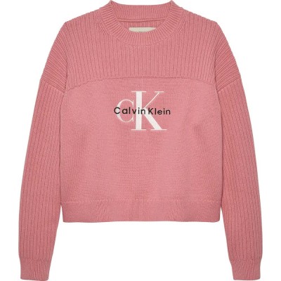 блуза,детски,блузи,calvin,klein,monologo,sweater,brandied,apricot,(pink)