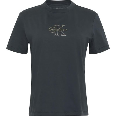 тениска,дамски,тениски,calvin,klein,jeans,classic,foil,monologo,short,sleeve,t,shirt,inkwell,(grey)