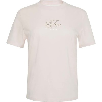 тениска,дамски,тениски,calvin,klein,jeans,classic,foil,monologo,short,sleeve,t,shirt,tender,blush,(beige)