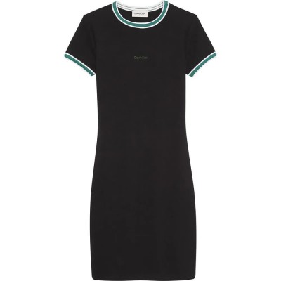 дънки,дамски,поли,и,рокли,calvin,klein,jeans,lv047d202g,short,sleeve,dress,black,(black)