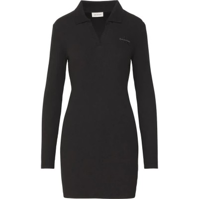 дънки,дамски,поли,и,рокли,calvin,klein,jeans,lv047d214g,long,sleeve,short,dress,black
