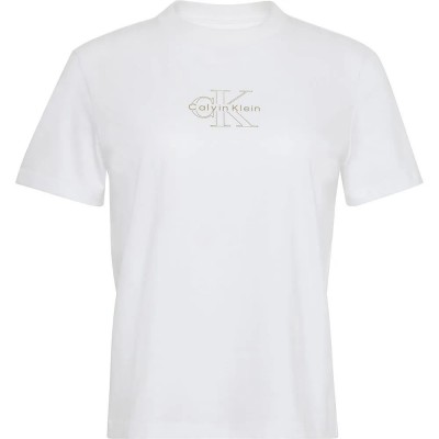 тениска,дамски,тениски,calvin,klein,jeans,classic,foil,monologo,short,sleeve,t,shirt,brilliant,white,(white)