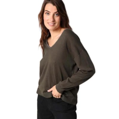 блуза,дамски,пуловери,дамски,плетени,дрехи,deeluxe,karija,v,neck,sweater,dark,khaki