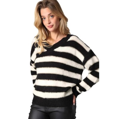 блуза,дамски,пуловери,дамски,плетени,дрехи,deeluxe,marciane,v,neck,sweater,black
