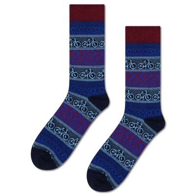 чорапи,мъжки,чорапи,happy,socks,bike,jaquard,crew,socks,blue