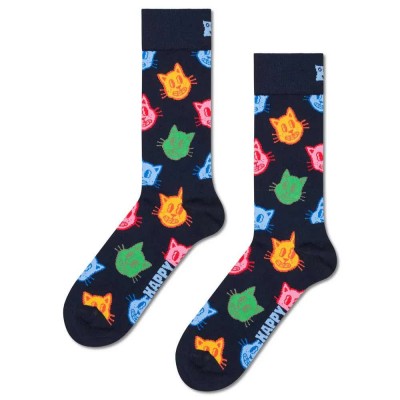 чорапи,мъжки,чорапи,happy,socks,cat,crew,socks,navy,(blue)