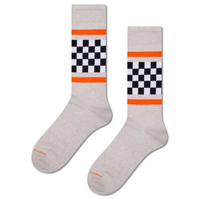 чорапи,мъжки,чорапи,happy,socks,checked,stripe,sneaker,crew,socks,grey