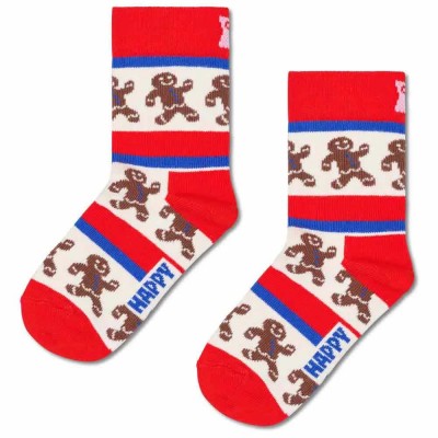 чорапи,детски,чорапи,happy,socks,gingerbread,stripe,crew,socks,red,(red)