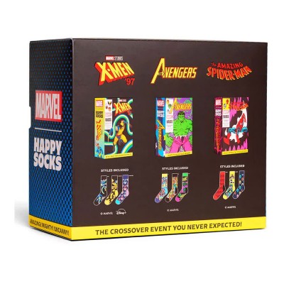 чорапи,мъжки,чорапи,happy,socks,marvel,collector´s,gift,set,crew,socks,black