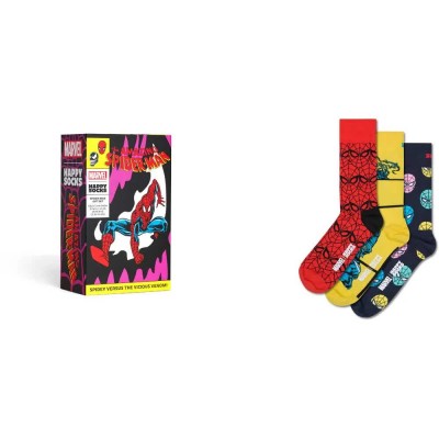 чорапи,мъжки,чорапи,happy,socks,marvel,spider,man,gift,set,crew,socks,3,pairs,purple
