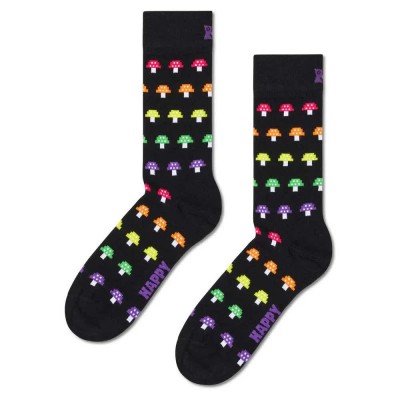 чорапи,мъжки,чорапи,дамски,чорапи,happy,socks,mushroom,stripe,crew,socks,black,(black)