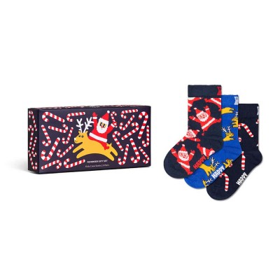чорапи,детски,чорапи,happy,socks,santa,and,his,helper,gift,set,crew,socks,3,pairs,blue,(navy)