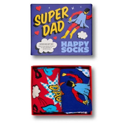 чорапи,мъжки,чорапи,happy,socks,super,dad,gift,set,crew,socks,2,pairs,blue,(red,blue)