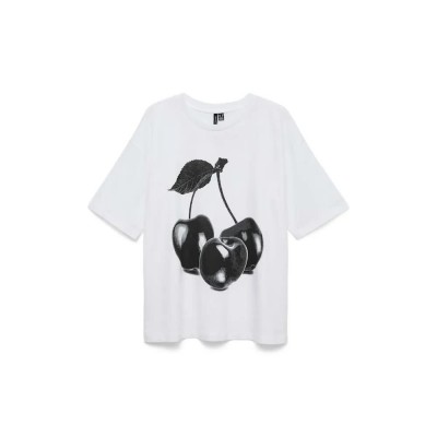 тениска,дамски,тениски,vero,moda,laura,short,sleeve,t,shirt,bright,white,black,cherry,(white)