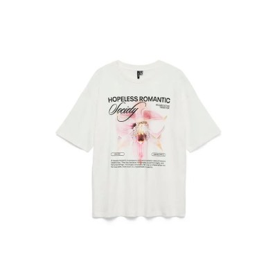 тениска,дамски,тениски,vero,moda,laura,short,sleeve,t,shirt,gardenia,pink,flower,(white)