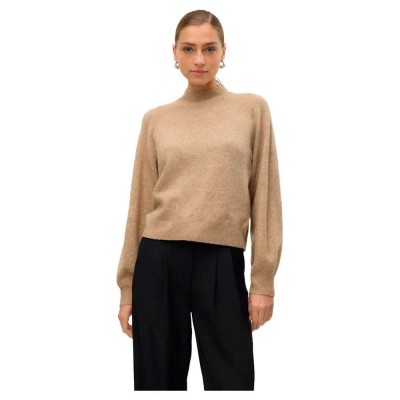 блуза,дамски,пуловери,дамски,плетени,дрехи,vero,moda,leaf,high,neck,sweater,silver,mink,melange