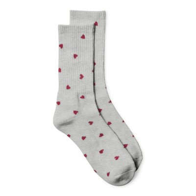 чорапи,дамски,чорапи,vero,moda,mel,detail,socks,grey,(light,grey,melange,hearts,red)