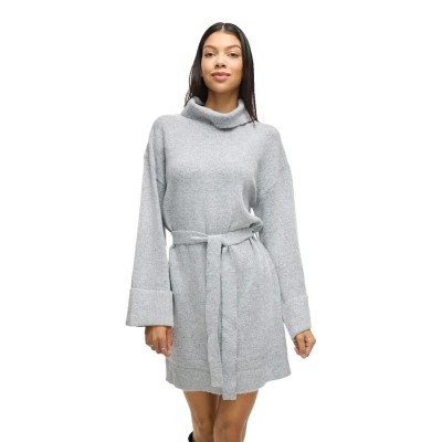 рокля,дамски,поли,и,рокли,vila,rolfie,long,sleeve,short,dress,grey,(light,grey,melange)