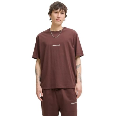 тениска,мъжки,тениски,jack,&,jones,norrebro,emb,short,sleeve,t,shirt,deep,mahogany,(brown)