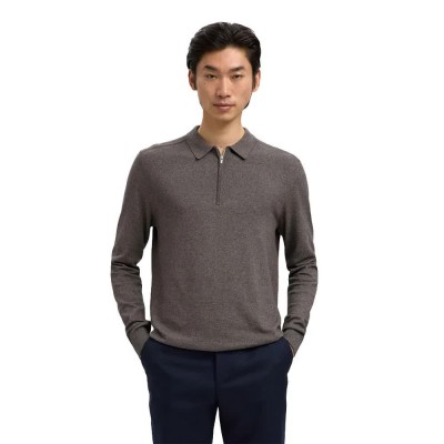 мъжки,блузи,с,яка,selected,berg,long,sleeve,polo,morel,twist,(grey)