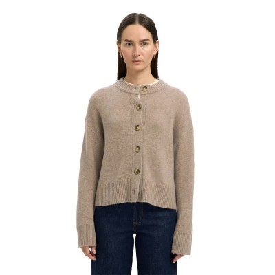 жилетка,дамски,пуловери,дамски,плетени,дрехи,selected,cille,cashmere,cardigan,beige,(irish,cream,melange)