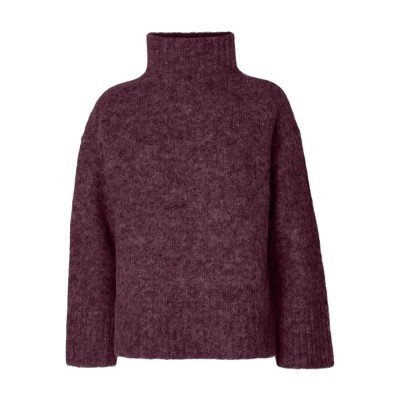 блуза,дамски,пуловери,дамски,плетени,дрехи,selected,gabriella,high,neck,sweater,purple,(fig,melange)