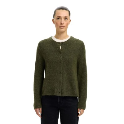 жилетка,дамски,пуловери,дамски,плетени,дрехи,selected,lulu,new,cardigan,kalamata,melange,(green)