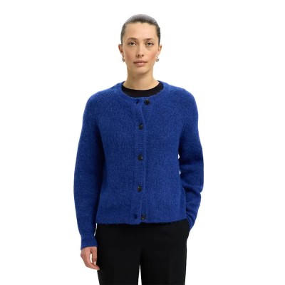 жилетка,дамски,пуловери,дамски,плетени,дрехи,selected,lulu,short,cardigan,dazzling,blue,melange,(blue)