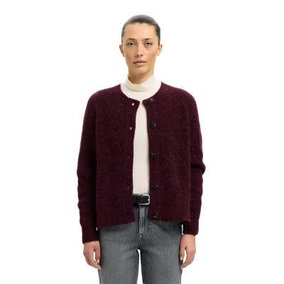 жилетка,дамски,пуловери,дамски,плетени,дрехи,selected,lulu,short,cardigan,fig,melange,(red)