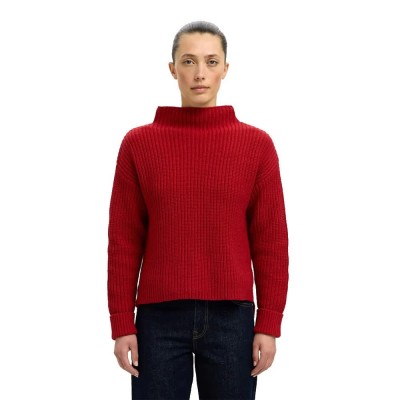 блуза,дамски,пуловери,дамски,плетени,дрехи,selected,selma,sus,high,neck,sweater,equestrian,red,(red)