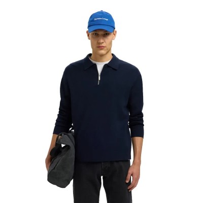 блуза,мъжки,пуловери,selected,teller,relaxed,fit,half,zip,sweater,sky,captain