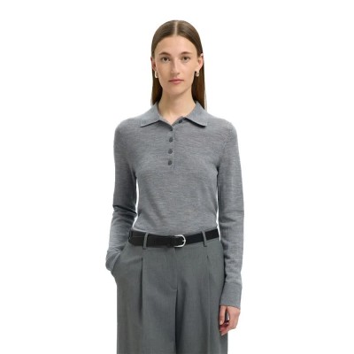 дамски,блузи,с,яка,selected,thea,long,sleeve,polo,medium,grey,melange,(grey)