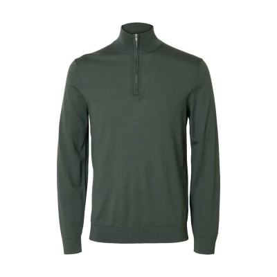 блуза,мъжки,пуловери,selected,tray,half,zip,sweater,deep,forest,(green)