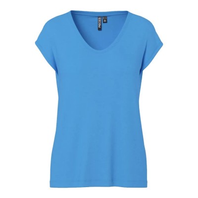 тениска,дамски,тениски,pieces,billo,solid,short,sleeve,v,neck,t,shirt,azure,blue,(blue)