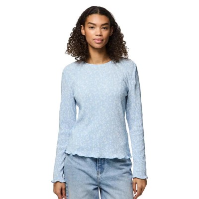 дамски,блузи,дамски,ризи,pieces,flora,long,sleeve,blouse,cashmere,blue,flower,(blue)