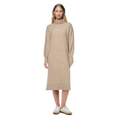 рокля,дамски,поли,и,рокли,pieces,malou,long,sleeve,long,dress,taupe,gray,melange,(beige)