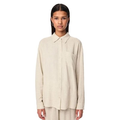 риза,с,дълъг,ръкав,дамски,блузи,дамски,ризи,pieces,pia,loose,fit,long,sleeve,shirt,birch,melange,(beige)