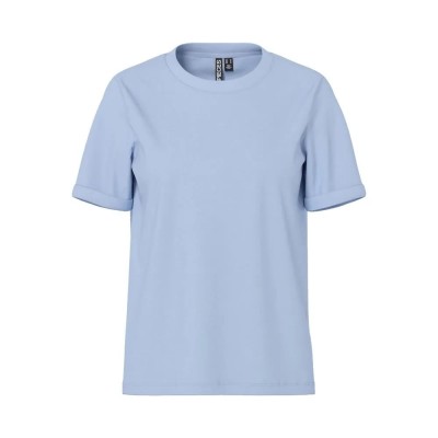 тениска,дамски,тениски,pieces,ria,fold,up,solid,short,sleeve,t,shirt,cashmere,blue,(blue)