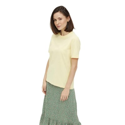 тениска,дамски,тениски,pieces,ria,fold,up,solid,short,sleeve,t,shirt,pale,banana,(yellow)