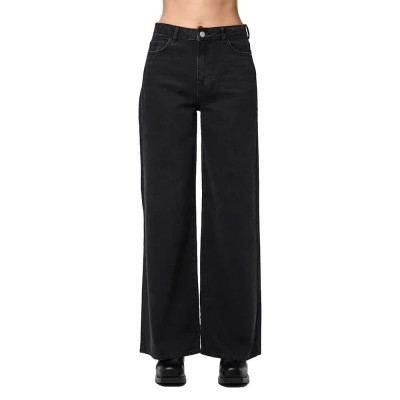 дънки,дамски,панталони,pieces,selma,wide,leg,high,waist,jeans,black,denim,(black)