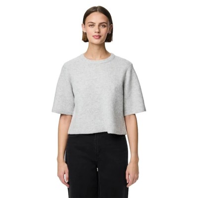 блуза,дамски,пуловери,дамски,плетени,дрехи,pieces,silly,short,sleeve,sweater,light,grey,melange,(grey)