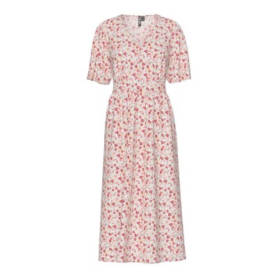 рокля,дамски,поли,и,рокли,pieces,tala,midi,short,sleeve,dress,cloud,dancer,multi,flower,(white)