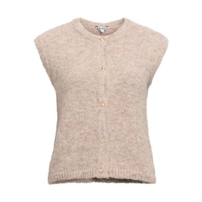 потник,дамски,пуловери,дамски,плетени,дрехи,object,saggia,regular,fit,knitted,vest,humus,melange