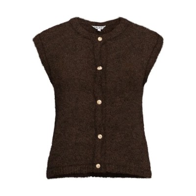 елек,мъжки,пуловери,дамски,пуловери,object,saggia,regular,fit,knitted,vest,brown,(seal,brown,melange)