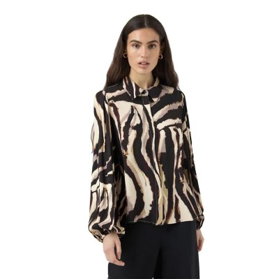 риза,с,дълъг,ръкав,дамски,блузи,дамски,ризи,yas,asina,long,sleeve,shirt,sandshell,zebra,print